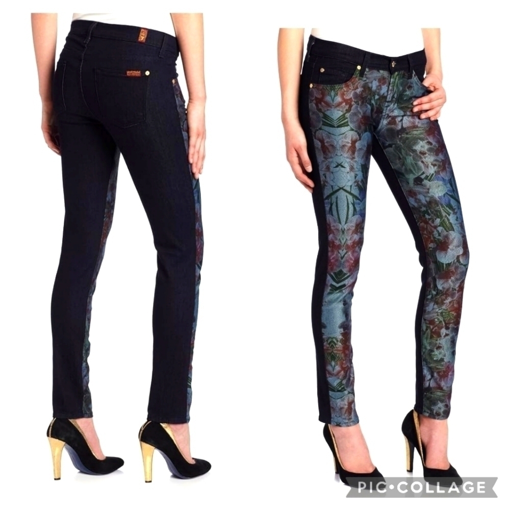 7 For All Mankind Women's Slim Cigarette Jean In Denim Tropical Paradise